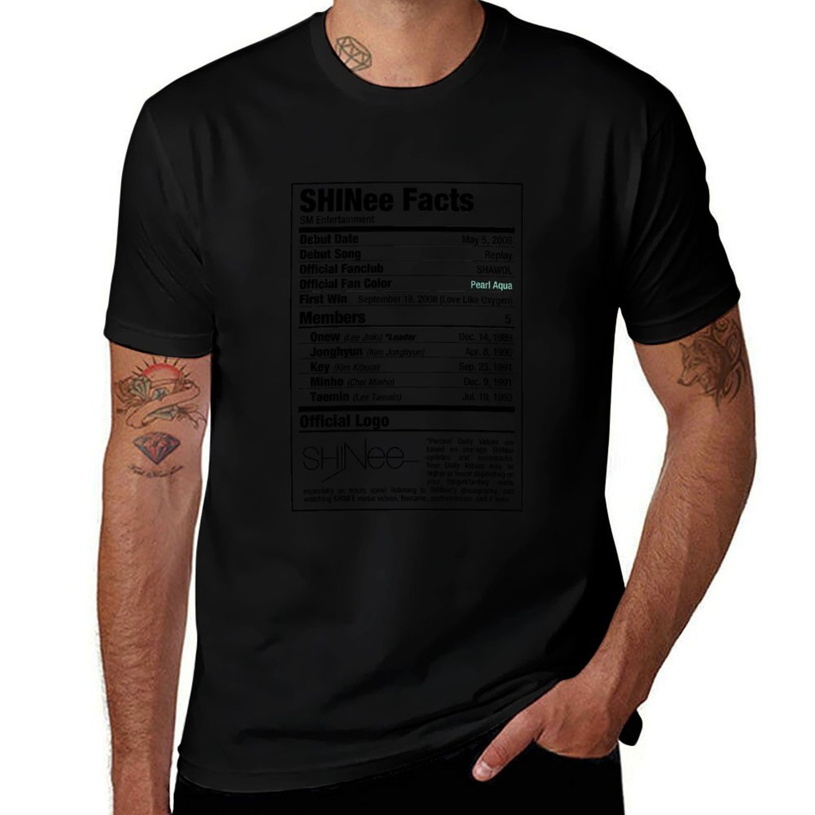 Nutrition For Fitness Training - SHINee Kpop Nutritional Facts T-Shirt Fitness