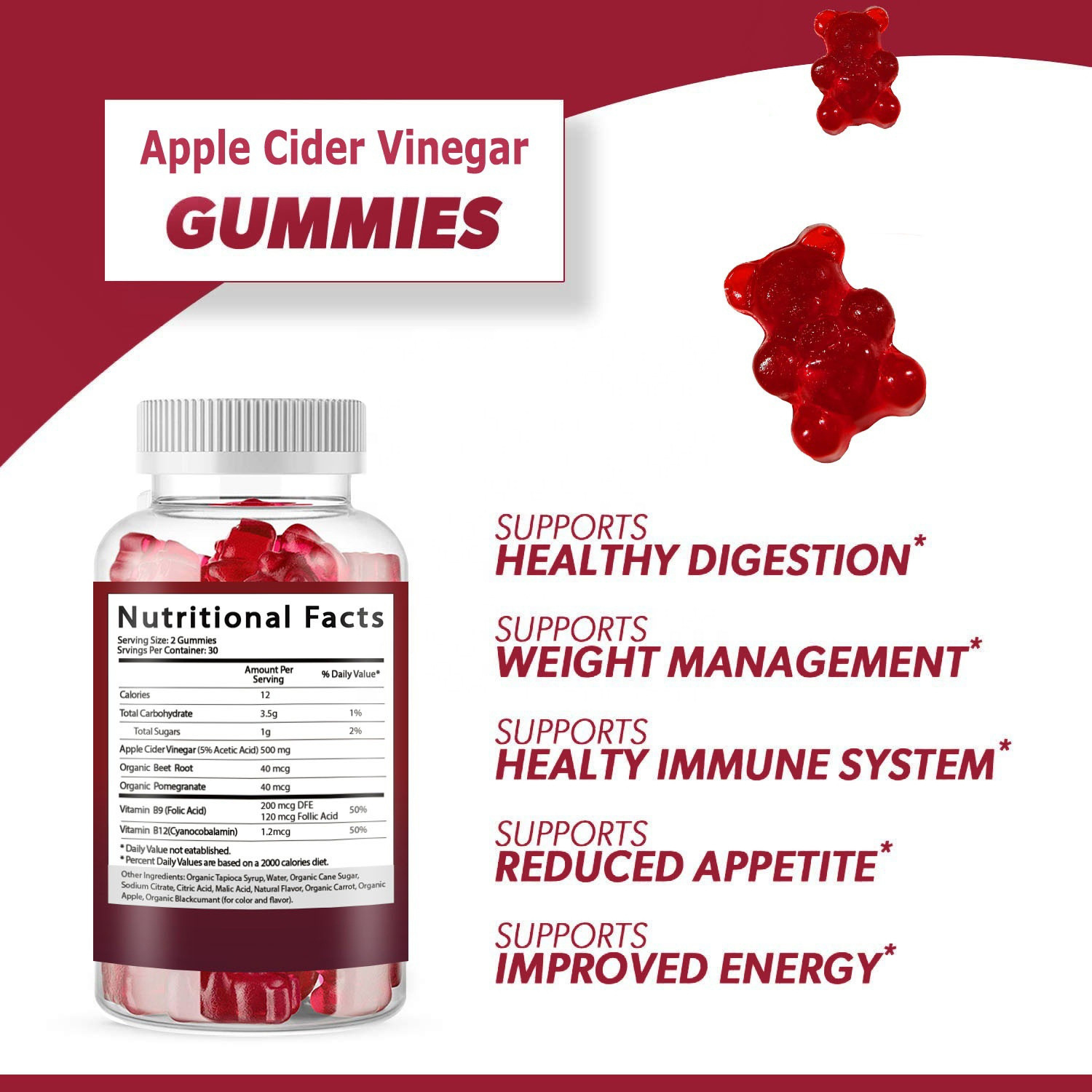 Appelazijn-gummies bevorderen  - Apple Cider Vinegar Pill recensie en prijs